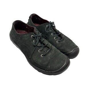 Keen Sterling City Lace-Up Casual Walking Shoes Black Leather 1007699 Size 7